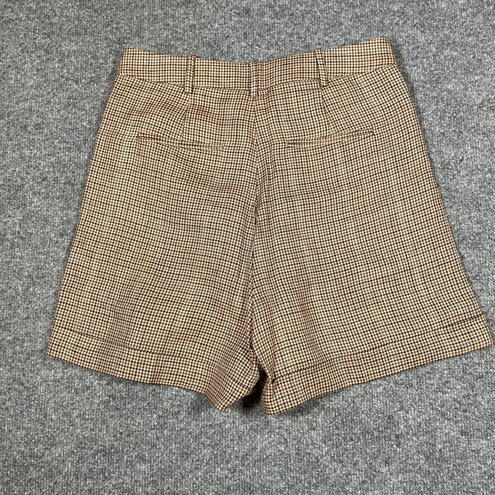 Polo Ralph Lauren Shorts Womens 6 Brown Houndstooth Linen Silk High Rise Cuffed - Picture 2 of 9